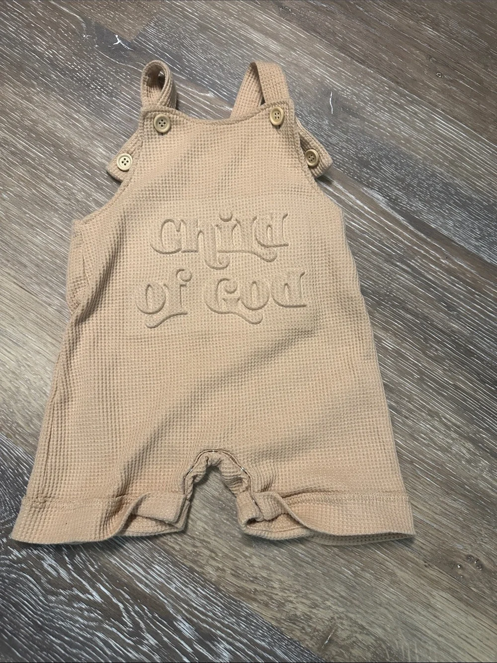 Neutral Waffle Knit Baby Romper - 